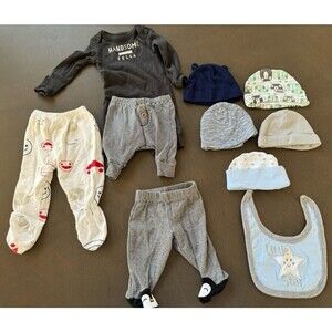 baby boy infant NB Clothes bundle Shirts tops PANTS BIBS 10 pcs